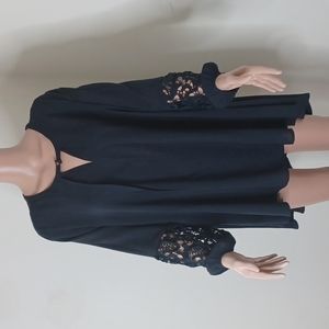 JODIFL Navy Blue Long-Sleeved Blouse Medium
